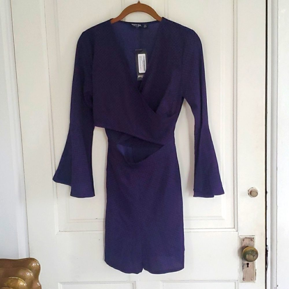 Nasty Gal Navy Spotty Flare Sleeve Romper